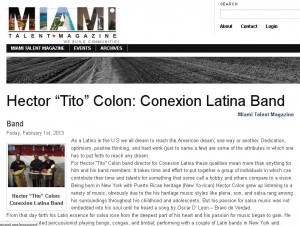 Debbie mentioned in this Miami Talent Magazine article about featured group - Conexion Latina!